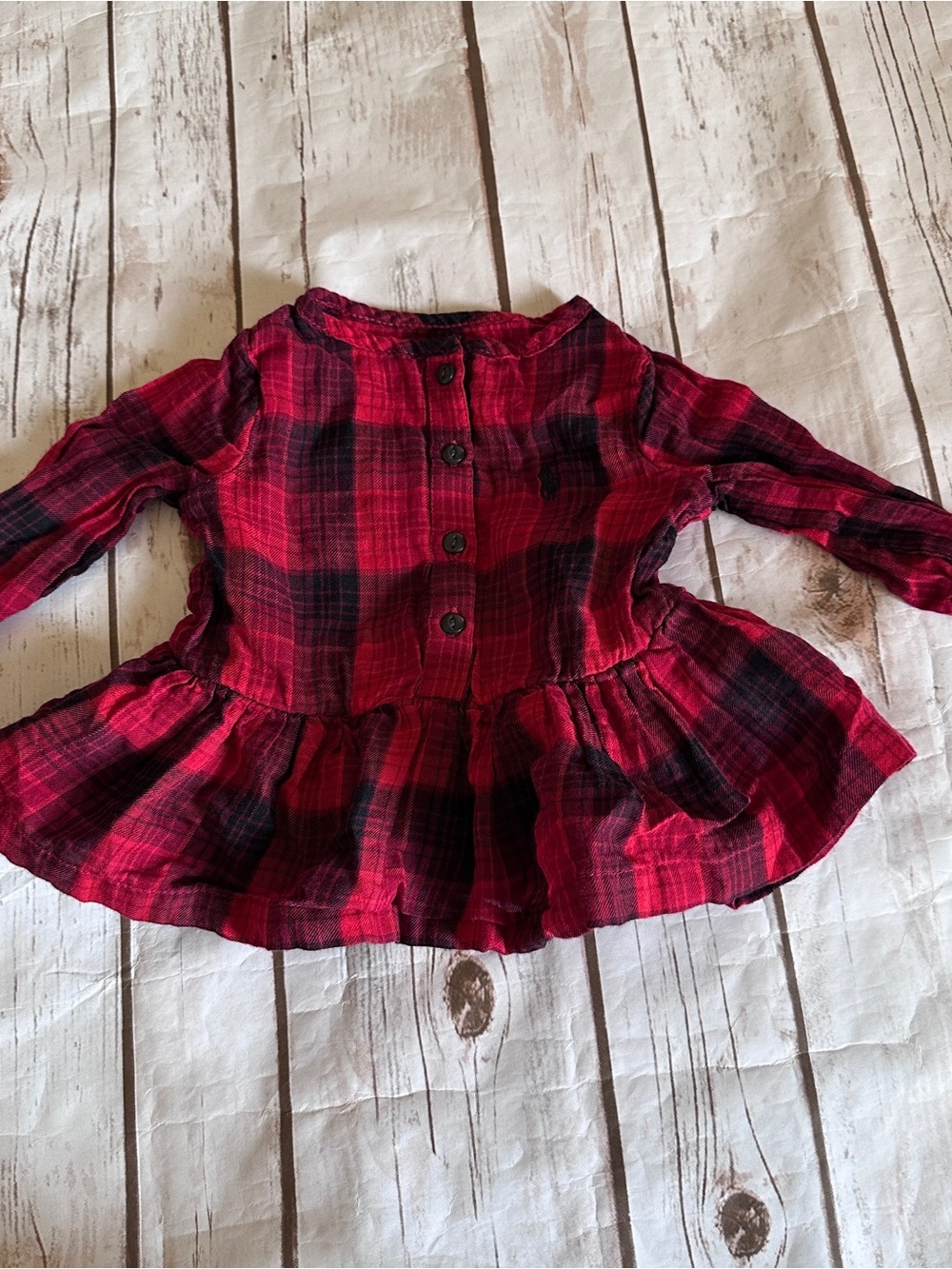Ralph Lauren red and black plaid baby dress size 3M vguc